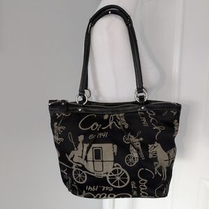 Authentic Vintage Coach Horse and Carriage Pleated Canvas Satchel